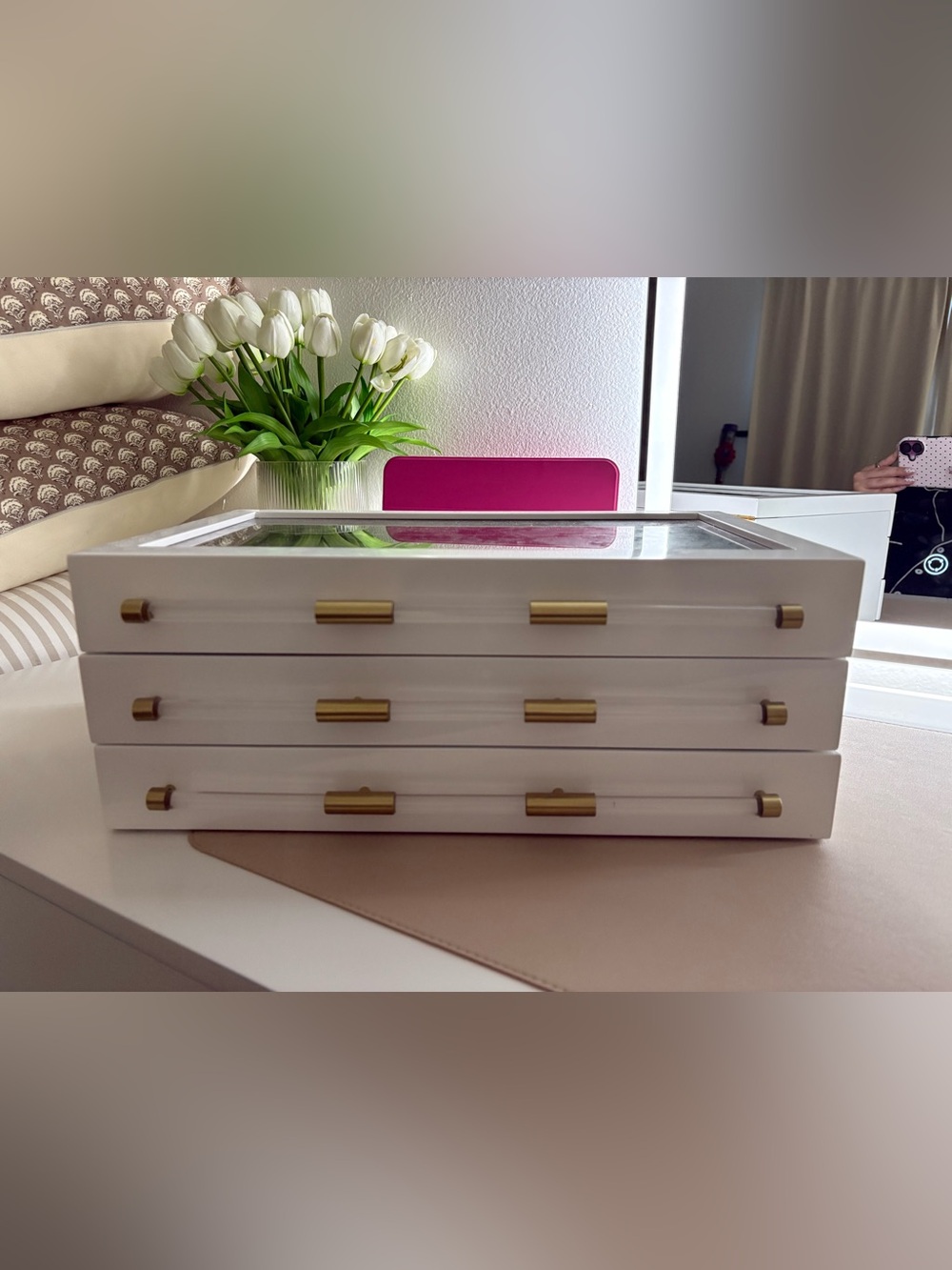 Kendra Scott White Jewelry Tray Stack with Gold Accents
